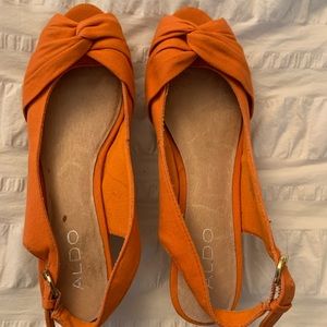 Aldo wedge sandals - peep toe tangerine and cork